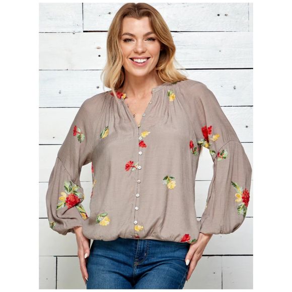 Anthropologie Tops - FIGUEROA AND FLOWER Long Sleeve Embroidered Multicolor Floral Blouse
